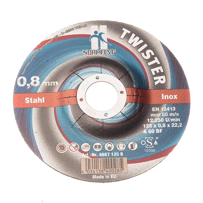 TRENNSCHEIBE TWISTER 125x0,8x22,2 V30 (4667-125-8) | NORMFEST TRENNSCHEIBE TWISTER 125x0,8x22,2 V30 (4667-125-8) | NORMFEST