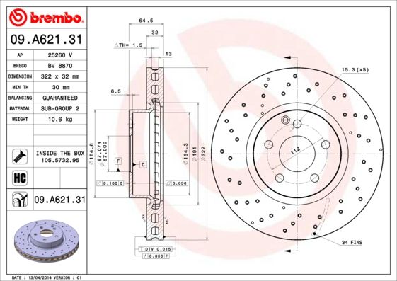 BREMBO Bremsscheibe (09.A621.31)