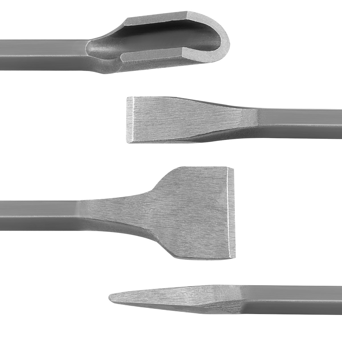 STAHLWERK Meißel 4er Set 250 mm SDS-Plus-Aufnahme, sandgestrahlter Meißel-Satz