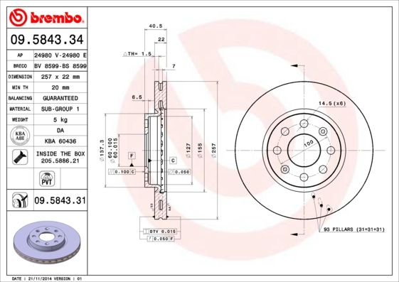 BREMBO Bremsscheibe (09.5843.31) BREMBO Bremsscheibe (09.5843.31)