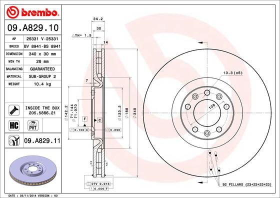 BREMBO Bremsscheibe (09.A829.11)