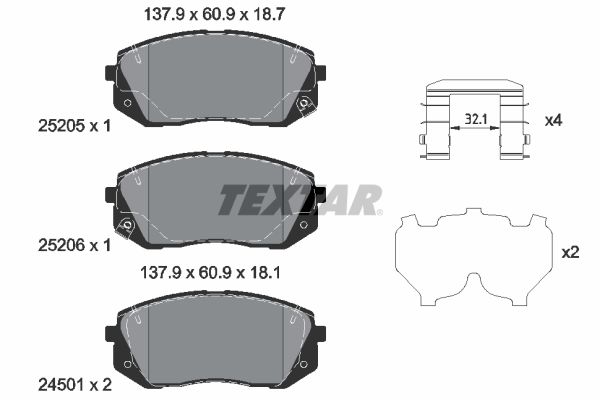 TEXTAR Bremsbelagsatz, Scheibenbremse (2520504)
