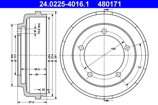 ATE Bremstrommel (24.0225-4016.1)
