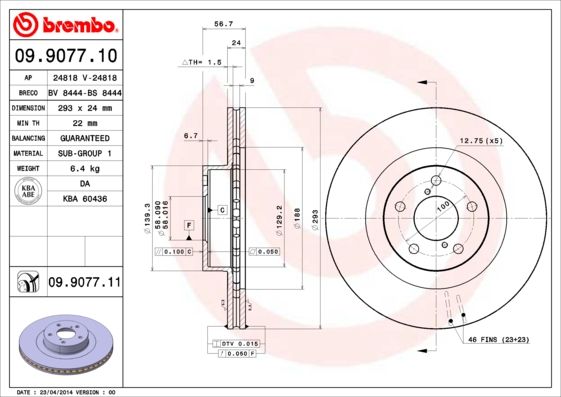 BREMBO Bremsscheibe (09.9077.11)