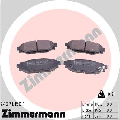 ZIMMERMANN Bremsbelagsatz, Scheibenbremse (24271.150.1)