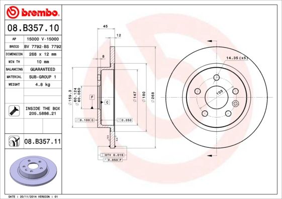 BREMBO Bremsscheibe (08.B357.11) BREMBO Bremsscheibe (08.B357.11)