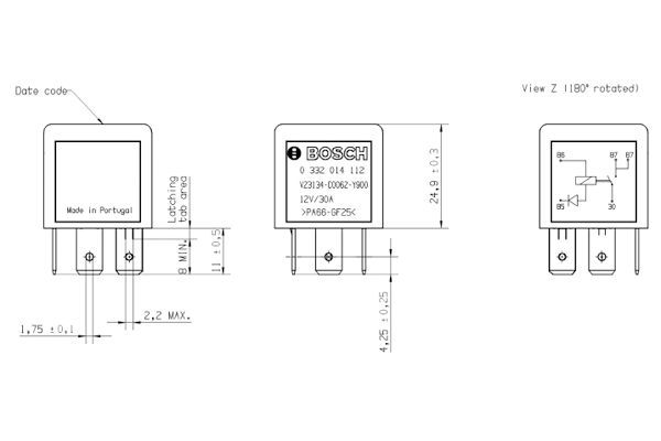 BOSCH Relais, Arbeitsstrom (0 332 014 112) 3165141212860 0 332 014 112