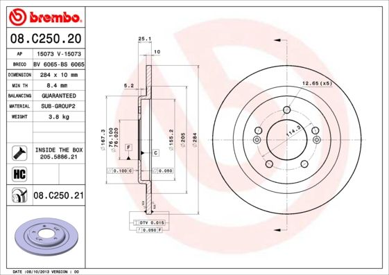 BREMBO Bremsscheibe (08.C250.21)