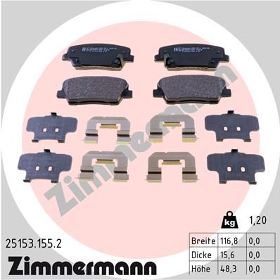 ZIMMERMANN Bremsbelagsatz, Scheibenbremse (25153.155.2)
