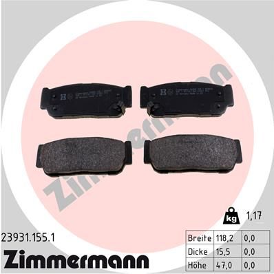 ZIMMERMANN Bremsbelagsatz, Scheibenbremse (23931.155.1)