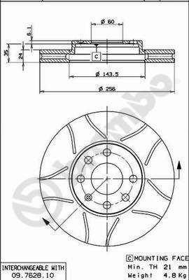 BREMBO Bremsscheibe (09.7628.75)
