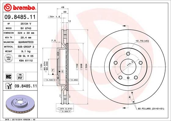 BREMBO Bremsscheibe (09.8485.11)