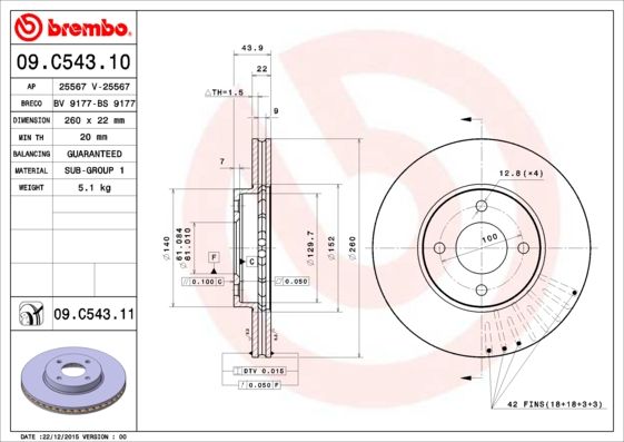 BREMBO Bremsscheibe (09.C543.11)