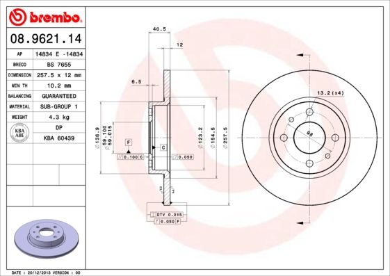 BREMBO Bremsscheibe (08.9621.14)