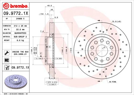 BREMBO Bremsscheibe (09.9772.1X)