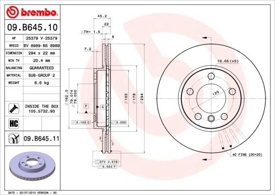 BREMBO Bremsscheibe (09.B645.11)