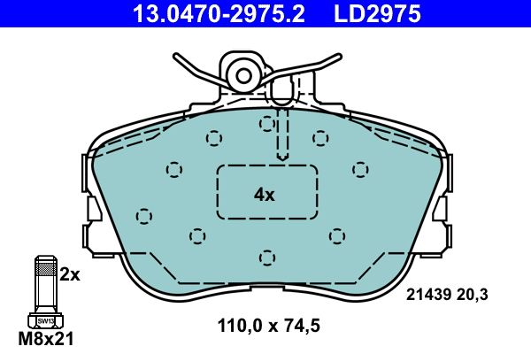 ATE Bremsbelagsatz, Scheibenbremse (13.0470-2975.2)