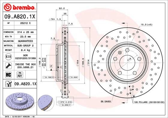 BREMBO Bremsscheibe (09.A820.1X)