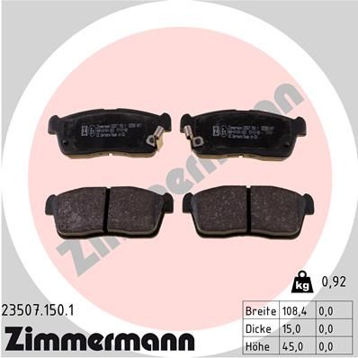 ZIMMERMANN Bremsbelagsatz, Scheibenbremse (23507.150.1)