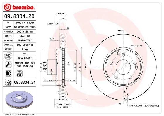 BREMBO Bremsscheibe (09.8304.21)