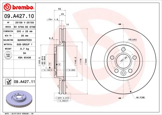 BREMBO Bremsscheibe (09.A427.11)