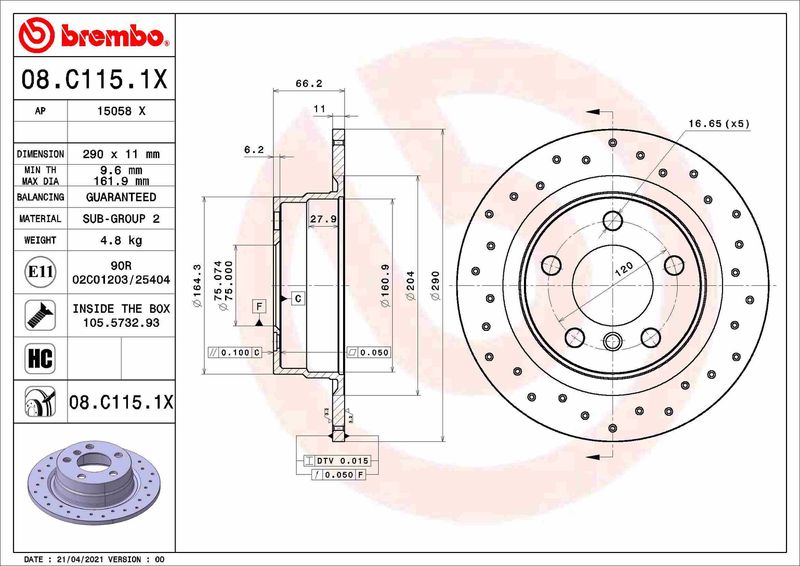 BREMBO Bremsscheibe (08.C115.1X) BREMBO Bremsscheibe (08.C115.1X)