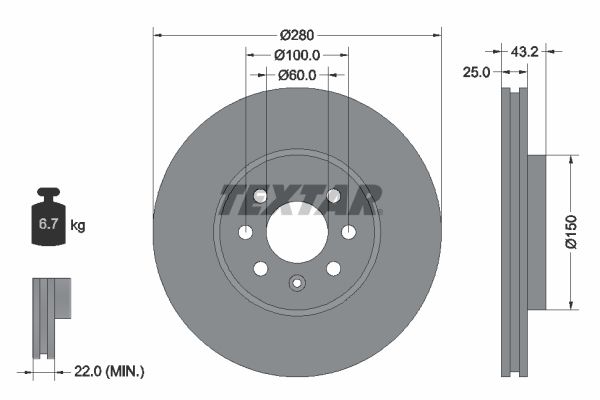 TEXTAR Bremsscheibe (92129303)