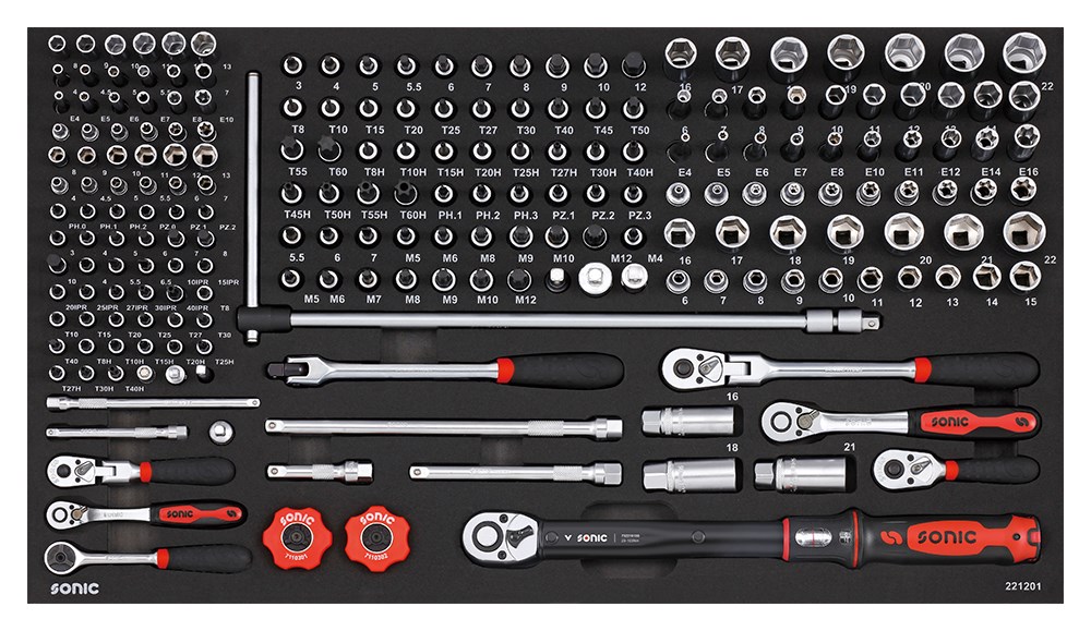 SFS 1/4'' + 3/8'' Nuss- und Bit-Satz 212-tlg.