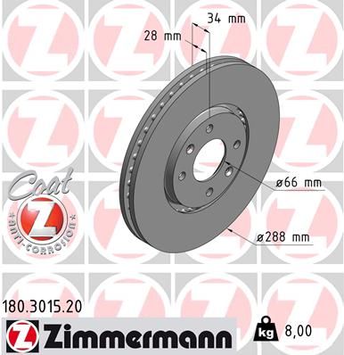 ZIMMERMANN Bremsscheibe (180.3015.20)