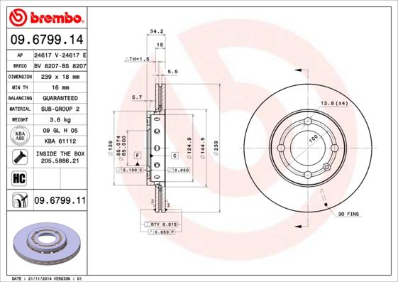BREMBO Bremsscheibe (09.6799.11)
