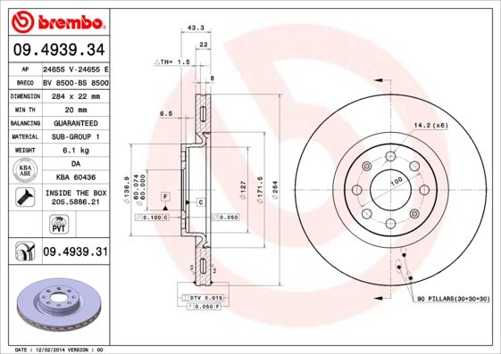 BREMBO Bremsscheibe (09.4939.31) BREMBO Bremsscheibe (09.4939.31)