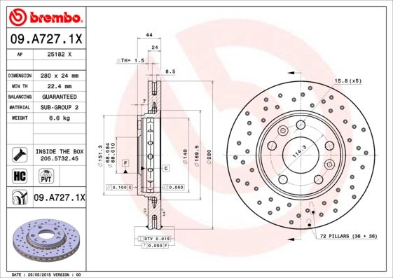 BREMBO Bremsscheibe (09.A727.1X)
