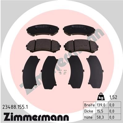 ZIMMERMANN Bremsbelagsatz, Scheibenbremse (23488.155.1)