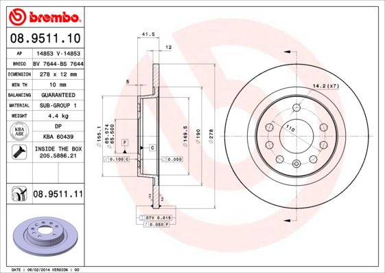 BREMBO Bremsscheibe (08.9511.10)