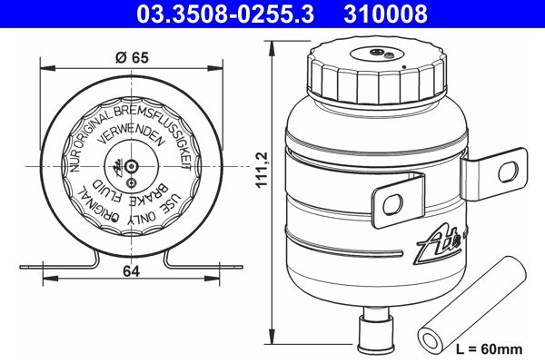 ATE Ausgleichsbehälter, Bremsflüssigkeit (03.3508-0255.3)