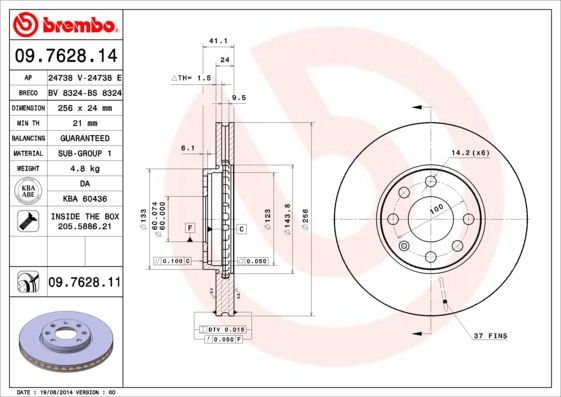 BREMBO Bremsscheibe (09.7628.14) BREMBO Bremsscheibe (09.7628.14)