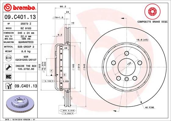 BREMBO Bremsscheibe (09.C401.13)
