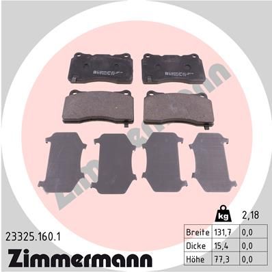 ZIMMERMANN Bremsbelagsatz, Scheibenbremse (23325.160.1)