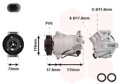 VAN WEZEL Kompressor, Klimaanlage (3700K496)