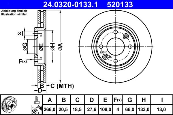 ATE Bremsscheibe (24.0320-0133.1)