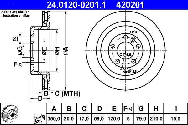ATE Bremsscheibe (24.0120-0201.1) Thumbnail