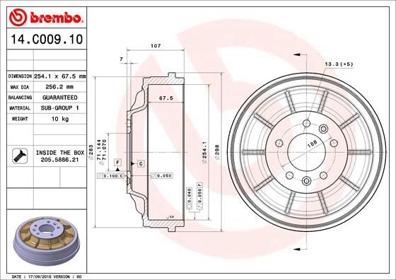 BREMBO Bremstrommel (14.C009.10)