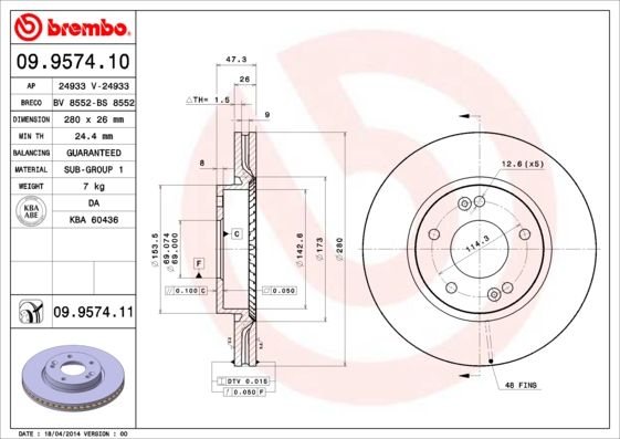 BREMBO Bremsscheibe (09.9574.11)