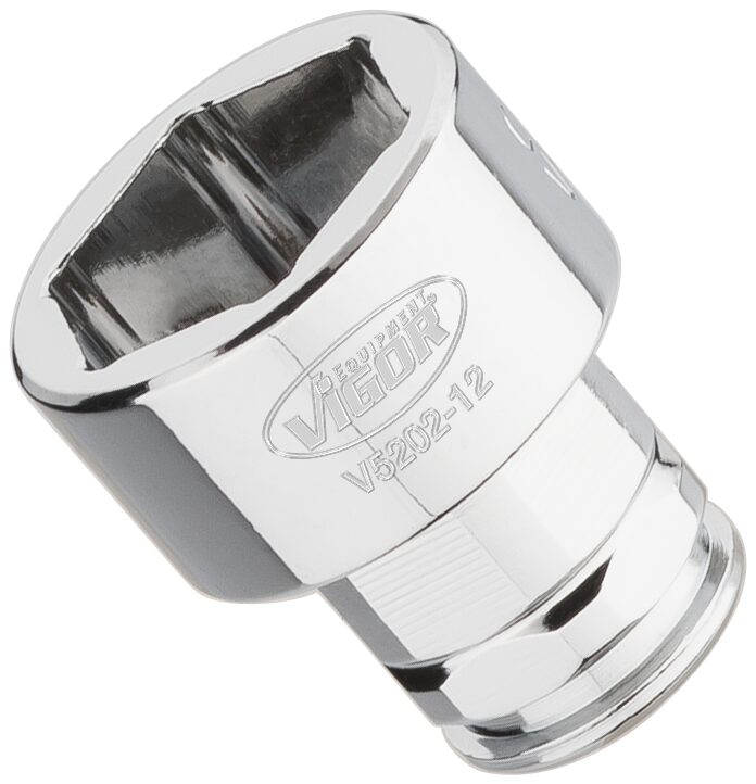 VIGOR Steckschlüssel-Einsatz ∙ superflach ∙ V5202-12 ∙ Vierkant6,3 mm (1/4 Zoll) ∙ Außen-Sechskant Profil ∙ 12 mm