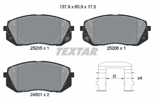 TEXTAR Bremsbelagsatz, Scheibenbremse (2520501)