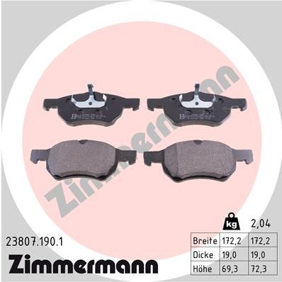 ZIMMERMANN Bremsbelagsatz, Scheibenbremse (23807.190.1)