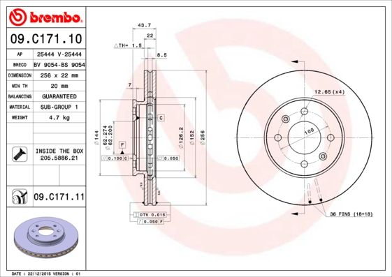 BREMBO Bremsscheibe (09.C171.11)