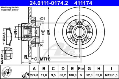 ATE Bremsscheibe (24.0111-0174.2)