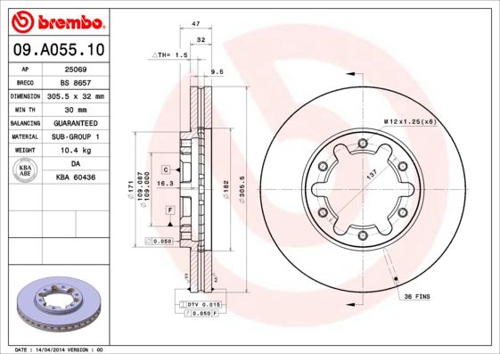 BREMBO Bremsscheibe (09.A055.10)