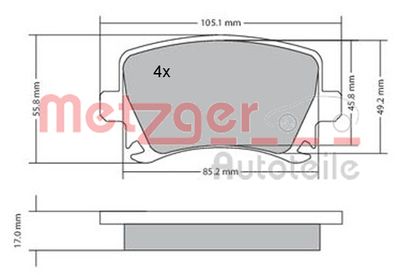METZGER Bremsbelagsatz, Scheibenbremse (1170005)
